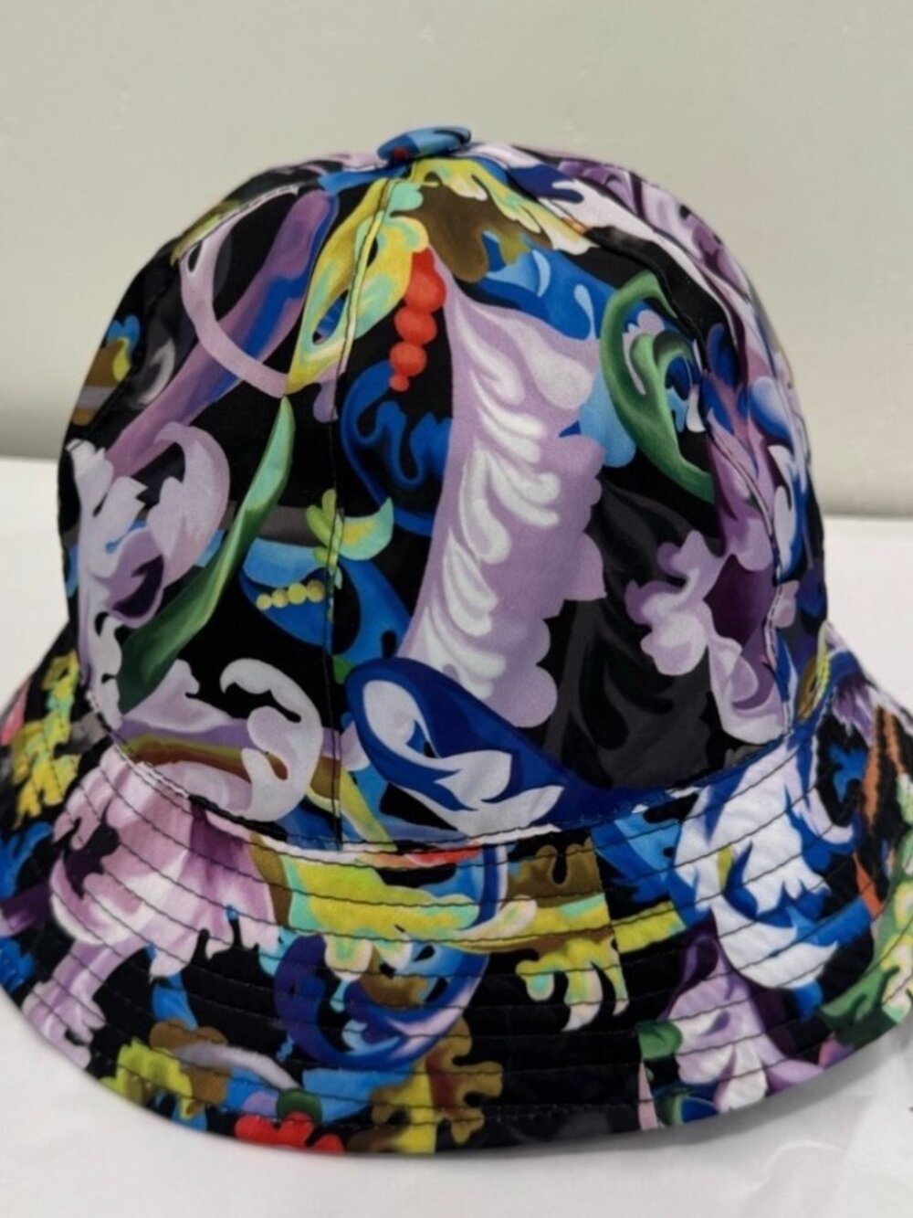 VERSACE Baroccoflage Black Purple Baroque Print Bucket Hat 57 Brand New Small